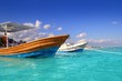 Puerto Morelos beach boats turquoise caribbean