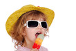 little girl with hat sunglasses and ice cream