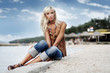 woman relaxing on a beautiful beach