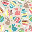 Seamless spring pattern with easter eggs and rabbits Seamless spring pattern with easter eggs and rabbits