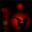 Vector artwork trumpeter on red background Vector artwork trumpeter on red background