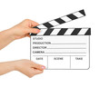 Cinema clapboard in hands