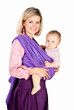 young mother with baby in sling