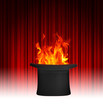 Magician top hat and flames