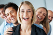 Smiling businesswoman leading her successful team
