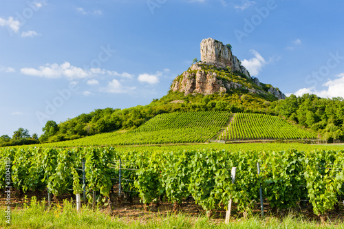 Foto: Solutre Rock with vineyards, Burgundy, France Solutre Rock with vineyards, Burgundy, France