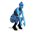 blue female alien. 3D rendering with clipping path and shadow blue female alien. 3D rendering with clipping path and shadow