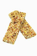 two energy cereals bars with red fruits, isolated two energy cereals bars with red fruits, isolated