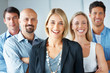 Cheerful team of business people together