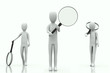 Illustration: 3d human with a magnifying glass 3d human with a magnifying glass