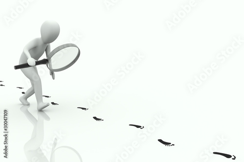 Illustration: 3d human follows some footstep 3d human follows some footstep