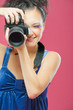 young girl with camera
