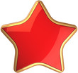 Red star shape rating symbol scarlet with golden border