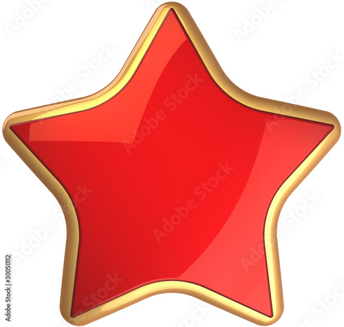 Photo: Red star shape rating symbol scarlet with golden border Red star shape rating symbol scarlet with golden border
