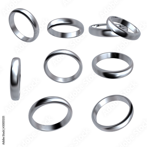 Illustration: Collection of silver wedding rings isolated Collection of silver wedding rings isolated
