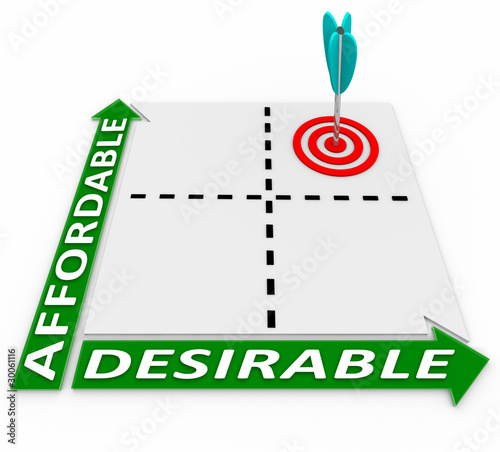 Illustration: Affordable and Desirable Chart - Arrow and Target Affordable and Desirable Chart - Arrow and Target