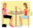 Two attractive girl-friends chatting over their lunch Two attractive girl-friends chatting over their lunch
