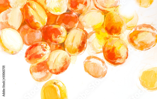 Photo: Ripe peaches, painted in watercolor Ripe peaches, painted in watercolor