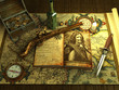 Old money and weapons on the vintage map