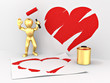 Men, drawing heart on the wall Men, drawing heart on the wall