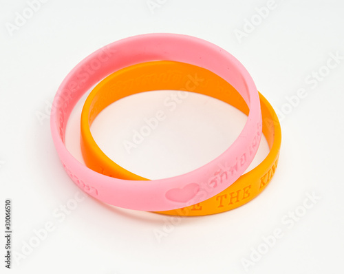 Photo: Yellow and pink rubber bracelet Yellow and pink rubber bracelet