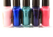 many new nails polish on white background