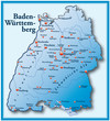 Baden Württemberg Übersicht blau im Rahmen