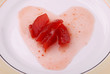 Jam as heart on a plate