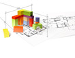 Architecture model house from building blocks Architecture model house from building blocks
