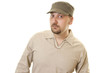 man in shirt and cap