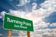 Turning Point Green Road Sign and Clouds Turning Point Green Road Sign and Clouds