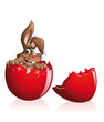 Vektor: easter bunny inside an egg easter bunny inside an egg