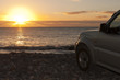Offroad Jeep Safari Roadtrip im Sonnenuntergang