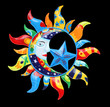 Colorful Sun and Moon