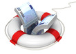 life preserver with euro banknote inside isolated on white life preserver with euro banknote inside isolated on white