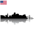 Detailed vector San Francisco silhouette skyline with USA flag
