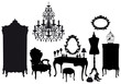 dressing room with antique furniture, vector