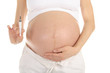 pregnant woman with syringe in hand pregnant woman with syringe in hand