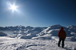 woman admiring the view in winter, julijan alps woman admiring the view in winter, julijan alps