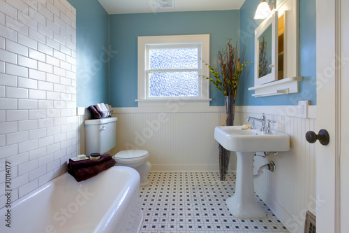 Photo: Antique luxury design of blue bathroom Antique luxury design of blue bathroom