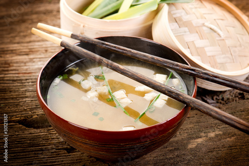 Photo: soup with tofu and seaweed-zuppa tofu e alghe soup with tofu and seaweed-zuppa tofu e alghe