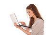 brunette woman with laptop