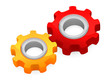 Teamwork concept - connected pinions