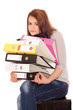 girl holding ring binders