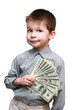 Photo: boy with the money on a white background boy with the money on a white background