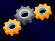 Teamwork concept - connected pinions