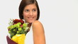 Video: Wonderful brunette holding a bunch of flowers Wonderful brunette holding a bunch of flowers