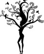 woman nature with birds