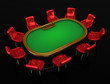 Poker table with chairs top isometric view isolated on black