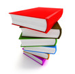 Books multicolor in pile top side closeup view isolated on white Books multicolor in pile top side closeup view isolated on white